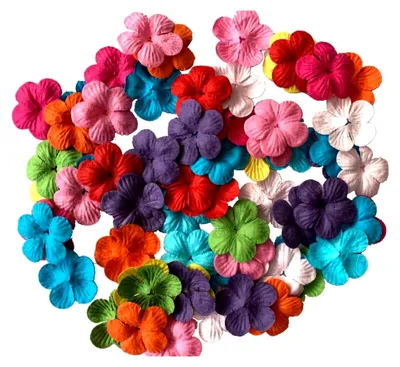 Produktbild von 100 Stück Blumen aus Maulbeerpapier 25 x 25 mm für Scrapbooking und Hochzeiten