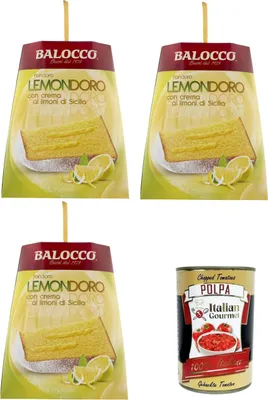 Produktbild von Balocco Pandoro Lemondoro Mit sizilianischer Zitronencreme 3x800gr + Italian Gourmet polpa 400g