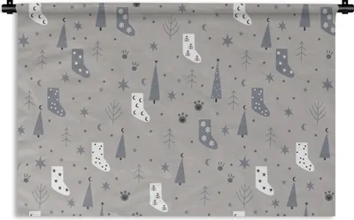 Produktbild von MuchoWow® Wandteppich Wandbehang Socken - Schnittmuster - Weihnachten 60x40 cm Tapisserie Dekoration Wandtuch - Wanddekorationen