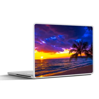 Produktbild von MuchoWow® Laptop Aufkleber Sticker Cover Palme - Lila - Sonnenuntergang - Strand - Meer 30x21 cm - Sticker für Laptop - Selbstklebend