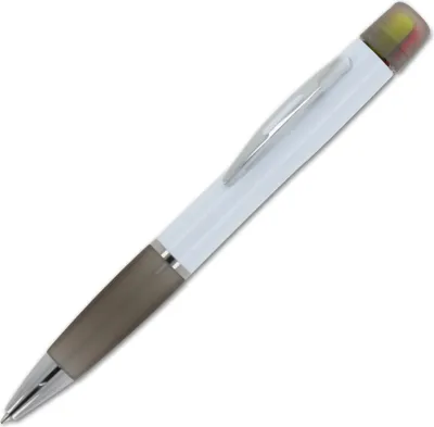 Produktbild von Kugelschreiber / mit dreifarbigen Textmarker / Farbe: weiß-schwarz
