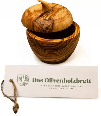 Produktbild von Dose in Apfelform aus Olivenholz 10 cm