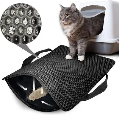 Produktbild von Famanu Katzenstreu-Matte 45 x 30 cm - Wabenstruktur - Rutschfest - Wasserfest - Urinbeständig - Grau