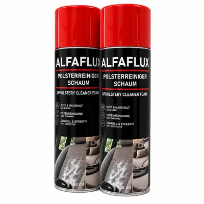 Produktbild von ALFAFLUX Polsterreiniger Schaum 2er-Set (2x 500 ml) –Aktivschaum Innenraumreiniger & Fleckenentferner für Autositze, Sofa, Couch, Polster & Textilie, KI-generiertes Bild