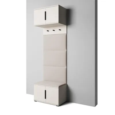 Produktbild von Garderoben-Set Napoli Version 5: Schuhschrank mit Polsterpaneelen, Hängeschrank für Flur und Eingangsbereich (Cashmere/Trinity 01)