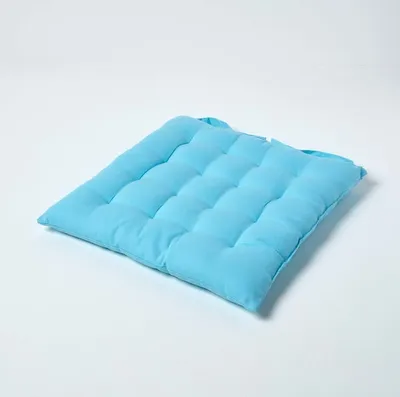 Produktbild von HOMESCAPES Stuhlkissen 40x40 cm hellblau – Sitzkissen Outdoor/Indoor mit Baumwollbezug, Sitzpolster waschbar