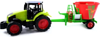 Produktbild von Traktor mit Futtermischwagen Grün - Landwirtschaftliches Fahrzeug mit Anhänger - Bauernhof