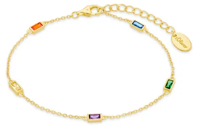 Produktbild von s.Oliver Damen Armband 2035508 Silber vergoldet mit synth. Zirkonia bunt