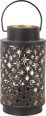 Produktbild von Windlicht Sterne Metall Ø 9 x 17 cm schwarz gold
