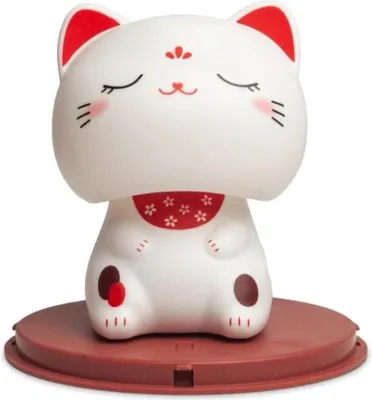 Produktbild von Emro Aziatica | Glückskatze Maneki Neko - Weiß - 9 Cm - Solarbetrieben - Dekoration