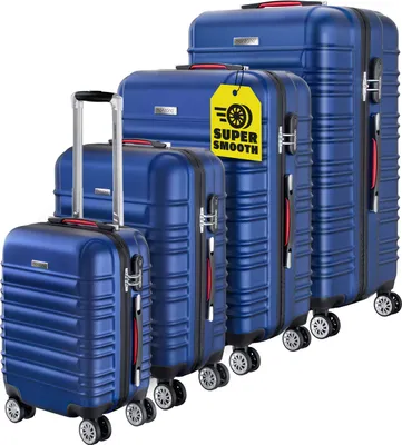 Produktbild von MONZANA® Kofferset 4tlg Hartschalen Koffer S-M-L-XL Gel-Griffe 4 Rollen ABS Hardcase Schloss Füße Trolley Rollkoffer Reisekoffer Set Navy