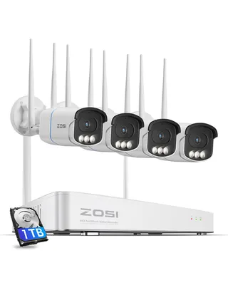 Produktbild von ZOSI AuroraLux 3K WiFi 6 Überwachungskamera Set mit 1TB HDD, 4X 5MP WLAN Kamera mit Echtfarben-Nachtsicht, F1,0-Blende, KI Personenerkennung, C186A