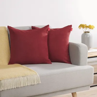 Kissenbezug Set 2er – Chenille 45x45 cm, Rot, mit Reißverschluss