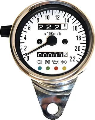 Produktbild von Edelstahl-Tacho, 1400 RPM, Ø 60 mm, Ziffernblatt weiß, blau illuminierend, silver