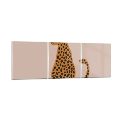 Produktbild von Bilder auf glas - 3 Teile - Panther Grafik Leopard - 90x30cm - Glasbilder - Wandbilder - Bilder - zum Aufhängen bereit - Wanddekoration aus Glas - Glas Bilder - Wandbild auf Glas - GCA90x30-4893