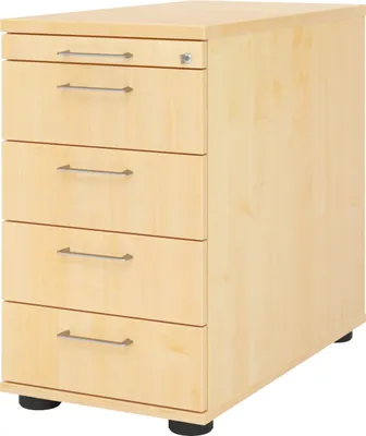 Produktbild von bümö office Standcontainer - mit 4 Schubladen - Nachbildung Ahorn, Griff: Bügelgriff (Metall)