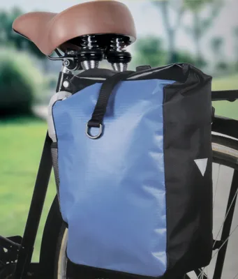 Produktbild von Fahrradtasche für Gepäckträger, mit extra Fach, reflektierendes Stoffdreieck an der Seite, umrüstbar zur Schultertasche, wasserfest, Farbe blau