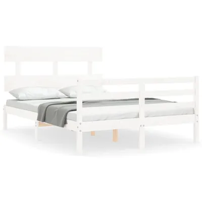 Produktbild von vidaXL Massivholzbett mit Kopfteil Weiß 120x200 cm