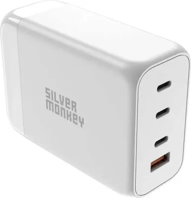 Produktbild von Leistungsstarkes 200W GaN-Wandladegerät mit 3xUSB-C PD USB-A QC 3.0 Stromkabel, weiß