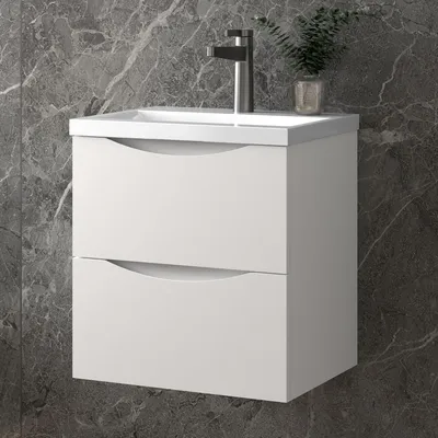 Produktbild von Waschbeckenunterschrank, Badezimmerschrank, 50x37x52cm, Badschrank, Unterschrank mit Waschbecken, Weiß, Sanfter Schluss