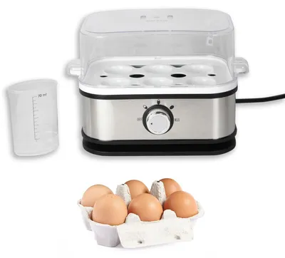 Eierkocher aus Edelstahl, 210 W, für 6 Eier, 3 Kochstufen