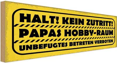 Produktbild von vianmo Holzschild 10x27 cm kein Zutritt Papas Hobby Raum Sport
