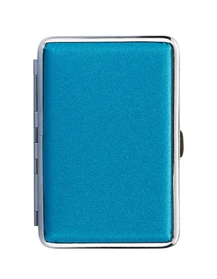 Produktbild von ZIGARETTENETUI "SHINY" mit Glitzer für 12 Zigaretten aus Metall Leder Optik Zigarettenbox Zigarettendose Box Dose Hardcase Etui Case 78 (Türkis)