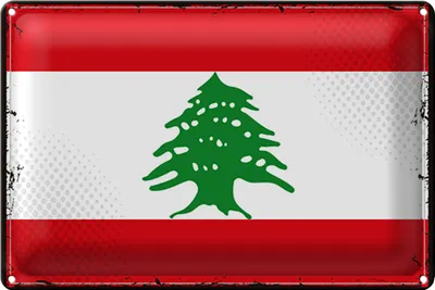 Produktbild von Blechschild Flagge Libanon 40x30cm Retro Flag of Lebanon