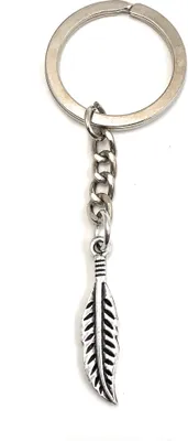 Produktbild von Onwomania Schlüsselanhänger Kleine Feder silber Metall Anhänger Charm
