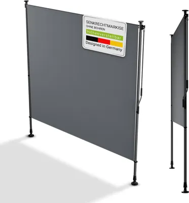 Obrázek produktu pro Vertikální markýza Juskys Barbados 200 x 310 cm – ochrana před sluncem, ochrana před zvědavými pohledy, výsuvná – šedá