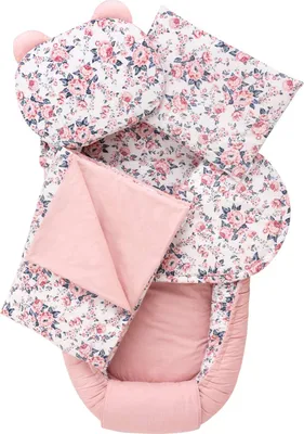 Produktbild von Babynest Set Roses XXL 5-teilig antiallergen mitwachsend doppelseitig 40x90cm Schlafbereich