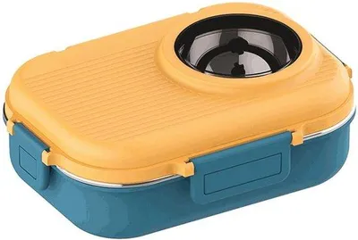 Produktbild von Isolierter Bento Box 1100ml, Doppelwandig, Leckfrei, Tragbarer Lebensmittelbehälter, Edelstahl, Ideal für Schule und Büro
