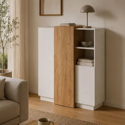 Immagine prodotto di Gasima - Credenza, 100x45x134h cm Bianco, 8 Ripiani