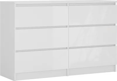 Obrázek produktu pro Komoda 6 zásuvek, barva: matná bílá/bílý lesk, 120 x 78 x 39 cm