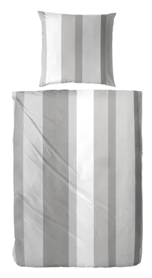 Produktbild von 135x200 cm Mako-Satin-Bettwäsche Grau / Weiß 243222-088 | 1