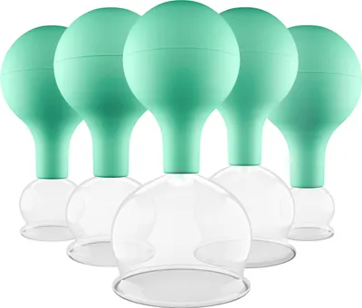 Produktbild von Pulox Schröpfgläser Set aus Echtglas 5 Stück. diverse Größen Grün