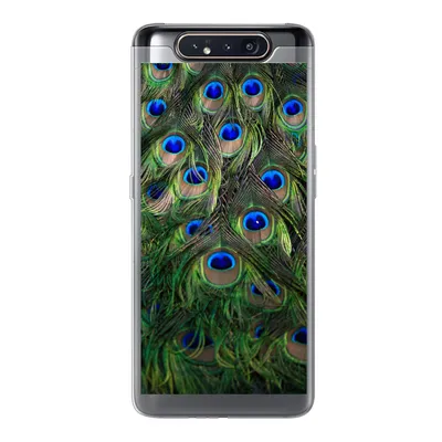 Produktbild von MuchoWow® Handyhülle Schutzhülle Hülle für Samsung Galaxy A80 Nahaufnahme von Pfauenfedern Silikon Softcase Handy Hülle - Schutzdeckel