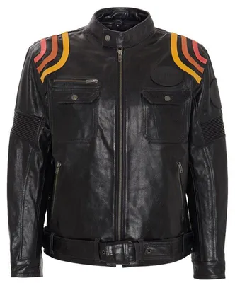 Produktbild von King Kerosin Biker Lederjacke - Cafe Racer Schwarz XXL