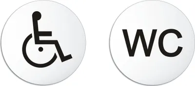 Produktbild von Schilderset WC  Rollstuhl Aluminium  lichtbeständig kratzfest Ø 100 mm selbstklebend