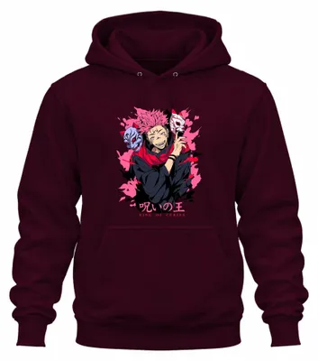Productafbeelding van Jujutsu Kaisen, Sukuna, Koning van de Vloeken, Anime, Esthetiek, Cadeau, Manga, Uni Hoodie, Trui met capuchon, Burgundy (bordeauxrood), XXL