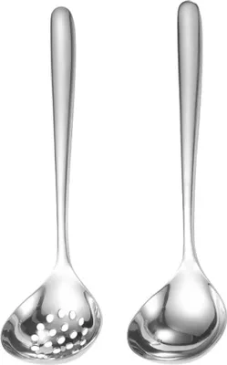 Produktbild von 2 Stück kleine Küchenlöffel, Soeplepel aus Edelstahl, kleine Soeplepel aus Edelstahl 304, ideal für die Küche und die Mahlzeiten