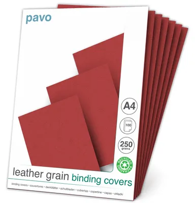 Zdjęcie produktu dla pavo 8011162 Einbanddeckel Lederstruktur DIN A4 rot