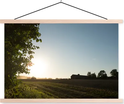 Produktbild von MuchoWow® Textilposter Traktor - Bauernhof - Sonne 60x40 cm mit holzfarbenen Rahmen - Bilder