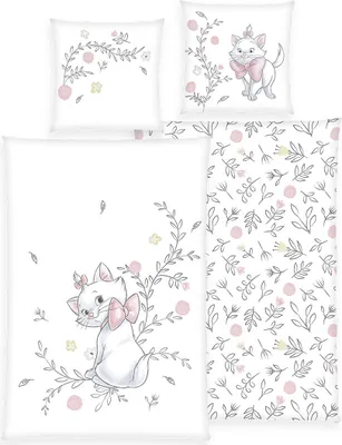 Produktbild von Disney Aristocats Renforcé - Bettwäsche 135x200 80x80 cm rosa weiß Baumwolle