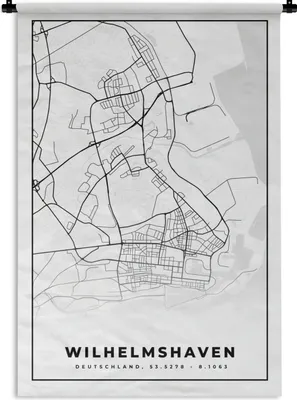 Produktbild von MuchoWow® Wandteppich Wandbehang Wilhemshaven - Karte - Stadtplan 90x135 cm Tapisserie Dekoration Wandtuch - Baumwolle - Wandskulptur