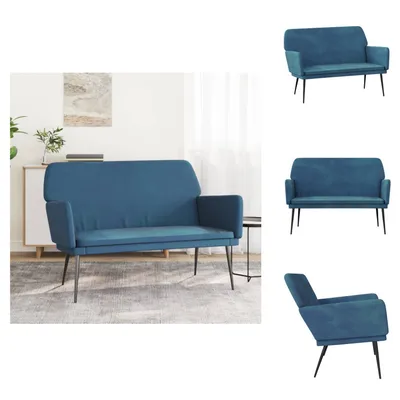 Zdjęcie produktu dla vidaXL Ławka niebieska 108x79x79 cm aksamit - Ławki