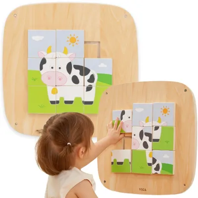 Produktbild von VIGA Holztafel zum Fummeln – Sensorisches Bildpuzzle