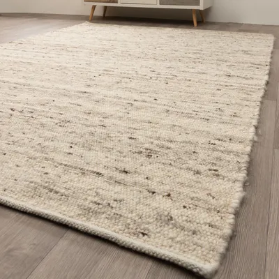 Produktbild von Steffensmeier Handweb Teppich Kos | Wolle (Schurwolle), Grau, handgewebt, Größe: 200x200 cm Wohnzimmer und Schlafzimmer