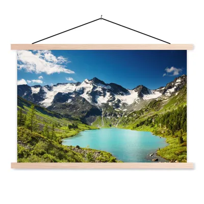 Produktbild von MuchoWow® Textilposter Schnee - Berg - Wasser 60x40 cm mit holzfarbenen Rahmen - Bilder