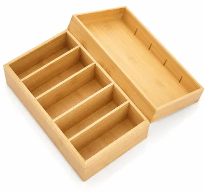 A7-Kartenbox aus Holz, 22 x 12,6 x 9 cm, 5 Fächer